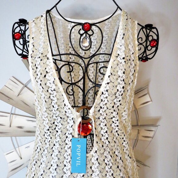 NWT Popvil Shimmering Crochet Swimsuit Cover-Up Dress Size XL - Picture 1 of 15